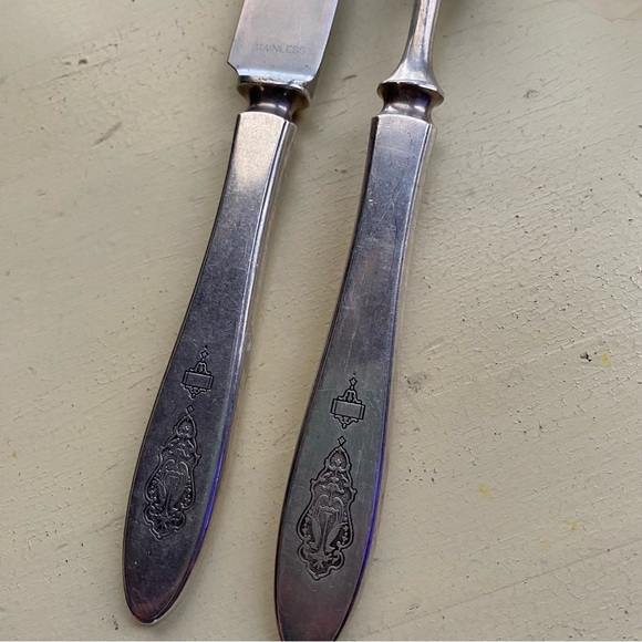 Antique Bird of Paradise 2 piece carving set, 1923 - Picture 4 of 7